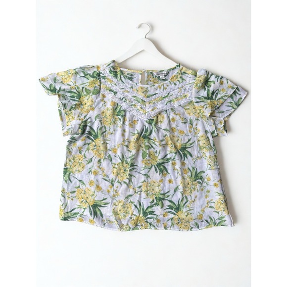 Counterparts Tops - Counterparts Women Yellow Floral Top Summer Resort Lightweight XL